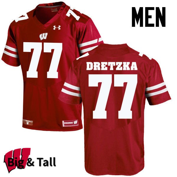 Wisconsin Badgers Men's #77 Ian Dretzka NCAA Under Armour Authentic Red Big & Tall College Stitched Football Jersey EA40P40DB